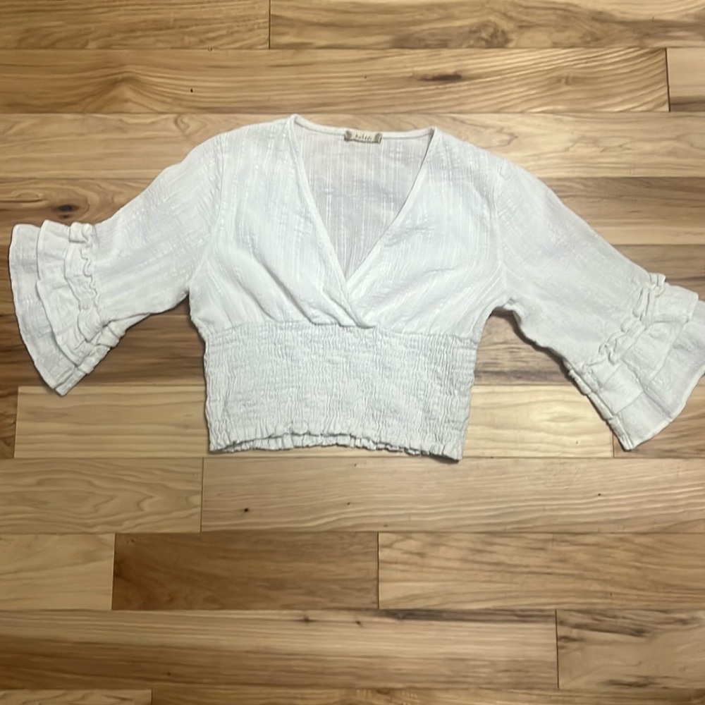 Altar’d State Ivory Smocked Crop Top
